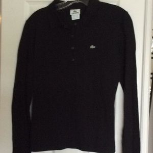 Long sleeved polo collared tee shirt.